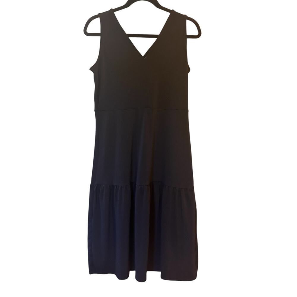 Banana Republic Black Tiered V-Neck Midi Dress - Petite Medium - Versatile LBD - Picture 2 of 10
